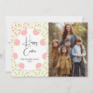 Cartes Pour Fêtes Annuelles Simple Élégant Œuf Joyeuses Pâques Photo de Famill