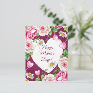 Cartes Pour Fêtes Annuelles Simple Elegant Pink Nature Mother's Day 