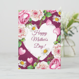 Cartes Pour Fêtes Annuelles Simple Elegant Pink Nature Mother's Day 