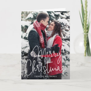 Cartes Pour Fêtes Annuelles Simple Élégant Script Joyeux Noël Photo