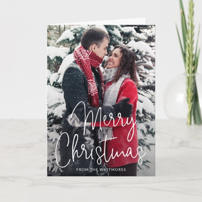 Cartes Pour Fêtes Annuelles Simple Élégant Script Joyeux Noël Photo (Devant)