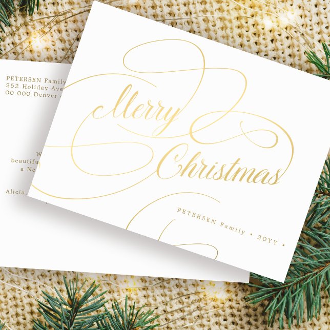 Cartes Pour Fêtes Annuelles Simple élégant script or Joyeux Noël (Créateur téléchargé)