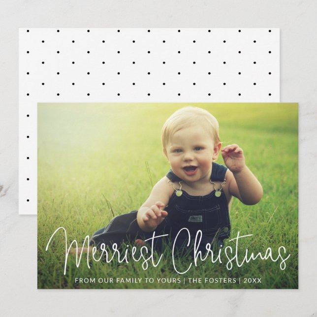 Cartes Pour Fêtes Annuelles Simple élégant Script photo moderne (Devant / Derrière)