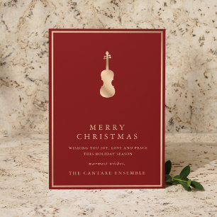 Cartes Pour Fêtes Annuelles Simple Élégant Violon Musical Noël