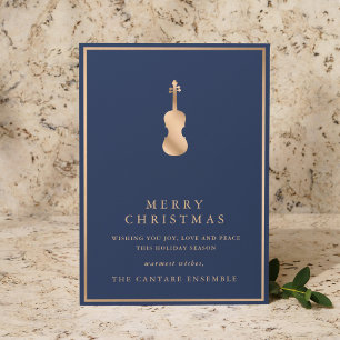 Cartes Pour Fêtes Annuelles Simple Élégant Violon Musical Noël