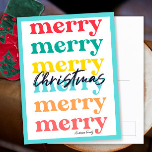 Cartes Pour Fêtes Annuelles Simple élégante couleur bleu joyeux Noël