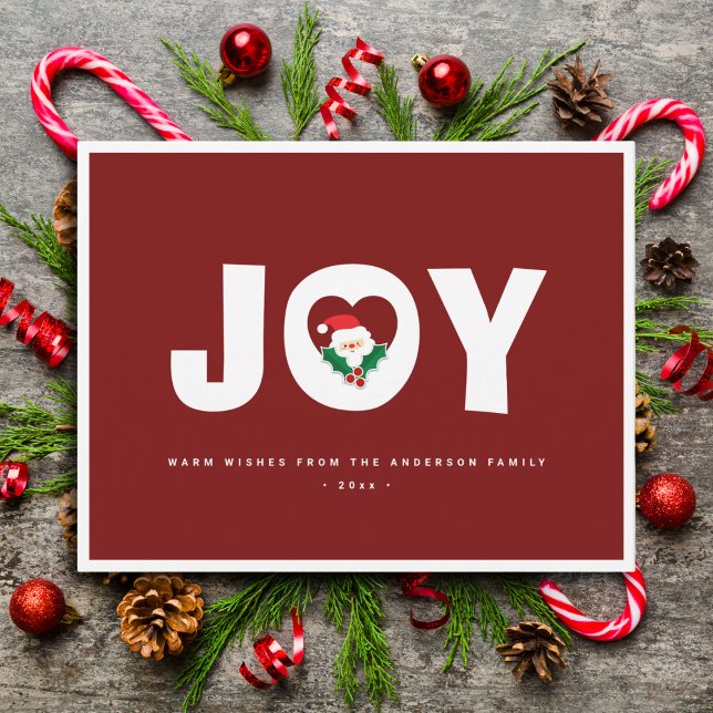 Cartes Pour Fêtes Annuelles Simple élégante Cute Père Noël Christmas Joy (Créateur téléchargé)