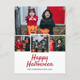 Cartes Pour Fêtes Annuelles Simple Elégante Halloween Famille Quatre Photo