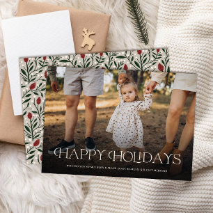 Cartes Pour Fêtes Annuelles Simple élégante Joyeuses Vacances Florales Retour