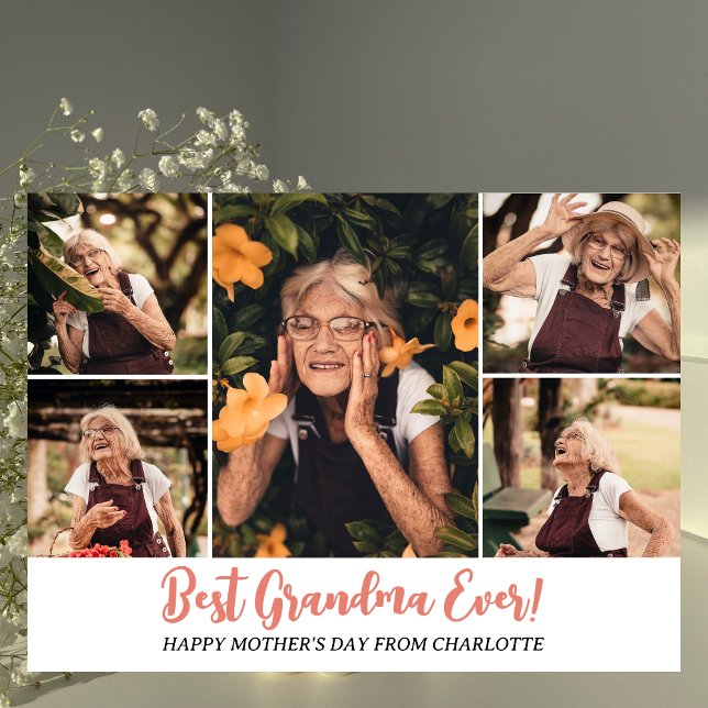 Cartes Pour Fêtes Annuelles Simple Elégante Mothers Day Grandma 5 Photo (Créateur téléchargé)