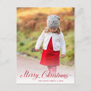 Cartes Pour Fêtes Annuelles Simple élégante Rouge Script moderne Noël