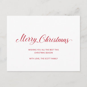 Cartes Pour Fêtes Annuelles Simple élégante Rouge Script moderne Noël