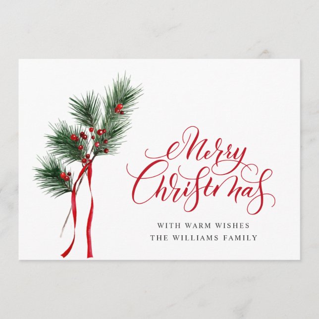 Cartes Pour Fêtes Annuelles Simple élégante voeux de Noël joyeux (Devant)