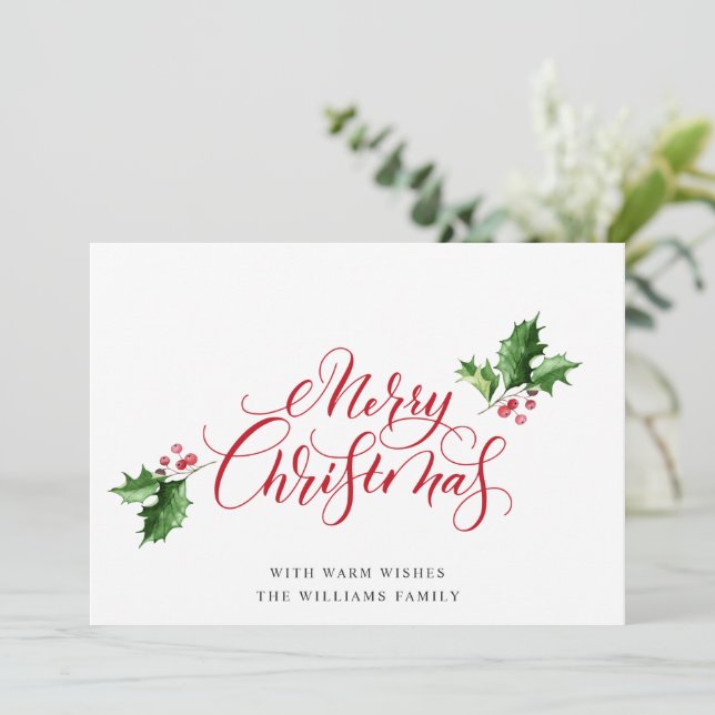 Cartes Pour Fêtes Annuelles Simple élégante voeux de Noël joyeux (Debout devant)