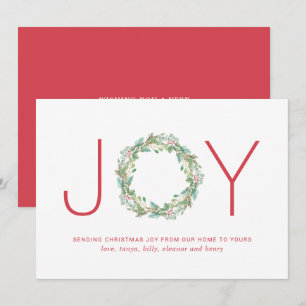 Cartes Pour Fêtes Annuelles Simple élégante Wreath Joie Noël