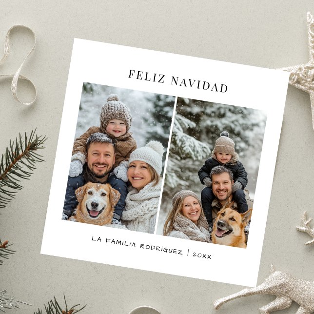Cartes Pour Fêtes Annuelles Simple espagnol Noël 2 Photo Feliz Navidad (Créateur téléchargé)