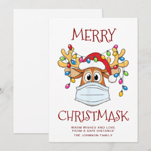 Cartes Pour Fêtes Annuelles Simple et amusant Christ-Mask Reindeer Salutation