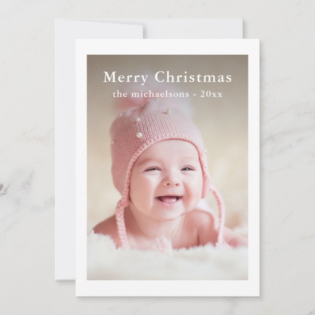 Cartes Pour Fêtes Annuelles Simple et classique Joyeux Noël Photo Holiday (Devant)