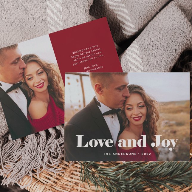 Cartes Pour Fêtes Annuelles Simple et moderne | Amour et joie avec photo (Créateur téléchargé)