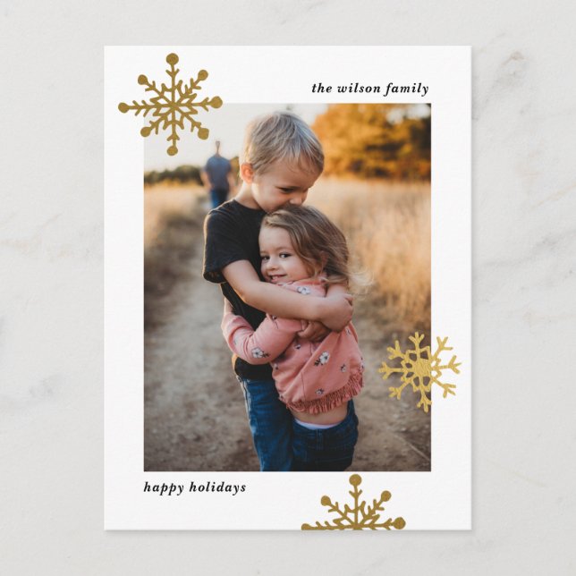Cartes Pour Fêtes Annuelles Simple et moderne photo de flocon de neige (Devant)