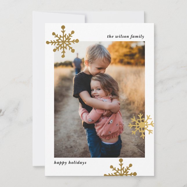 Cartes Pour Fêtes Annuelles Simple et moderne photo de flocon de neige (Devant)