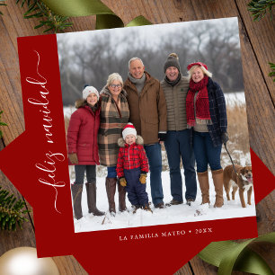 Cartes Pour Fêtes Annuelles Simple Feliz Navidad Spanish Christmas Photo rouge