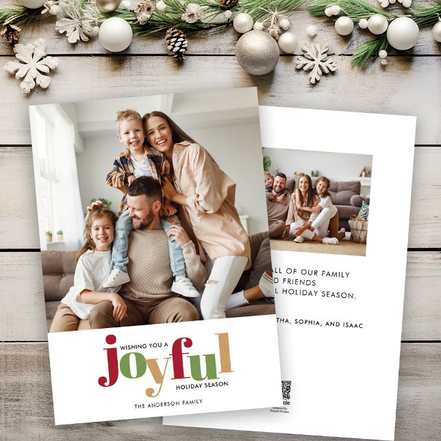 Cartes Pour Fêtes Annuelles Simple Festif Joyeux Photo Noël (Créateur téléchargé)