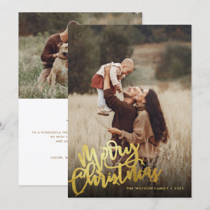 Cartes Pour Fêtes Annuelles Simple Gold Foil Script Joyeux Noël 2 Photo