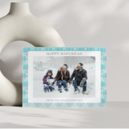 Cartes Pour Fêtes Annuelles Simple Hanoukka Menorah en bleu photo personnalisé