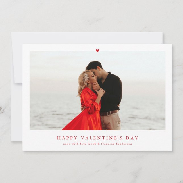 Cartes Pour Fêtes Annuelles simple heureuse Sainte-Valentin de coeur rouge (Devant)