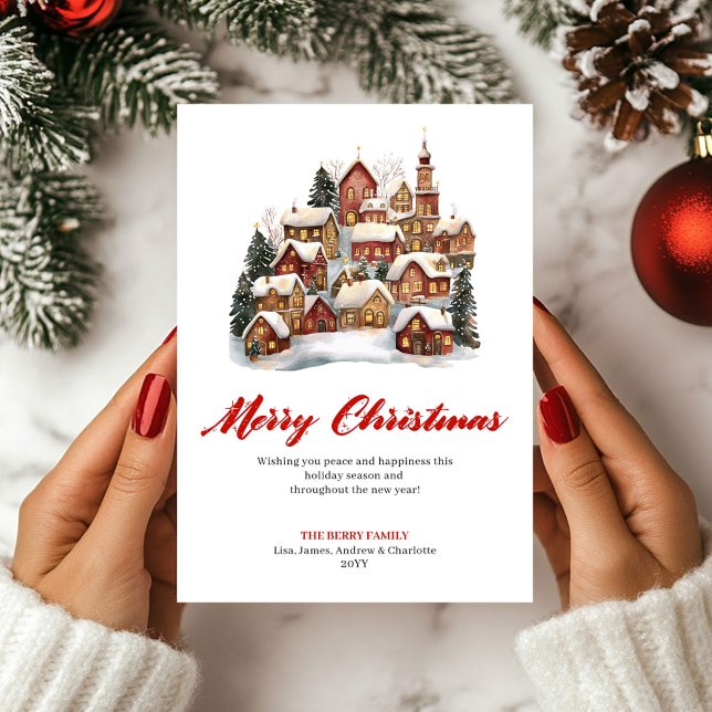 Cartes Pour Fêtes Annuelles Simple Holiday Scene Christmas Greeting Card (Simple Holiday Scene Christmas Greeting Card)
