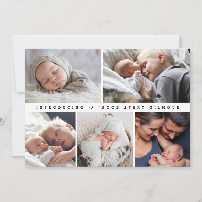 Cartes Pour Fêtes Annuelles Simple introduction du Merci de collage photo bébé (Devant)