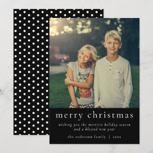 Cartes Pour Fêtes Annuelles Simple Japandi Black & White Photo Christmas Holid