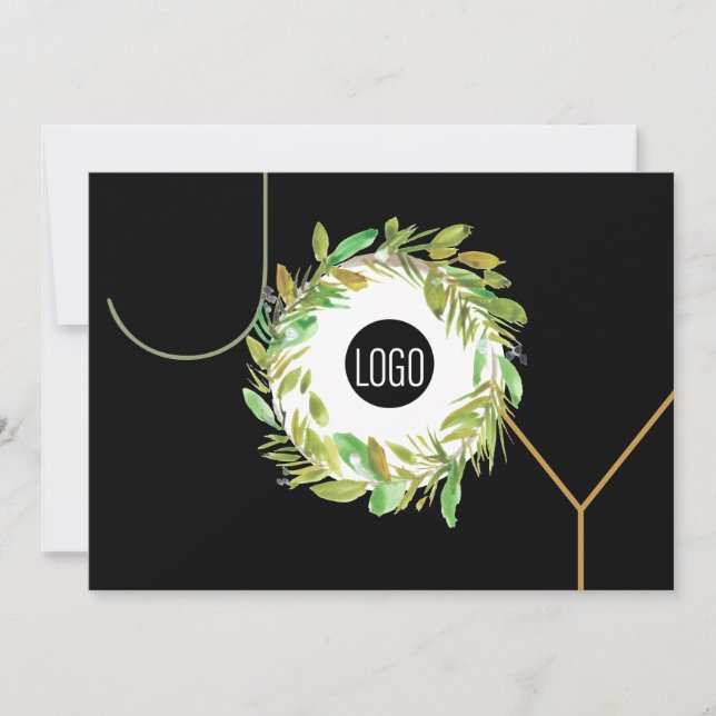 Cartes Pour Fêtes Annuelles Simple Joie Business Logo Happy Holidays Wreath (Devant)