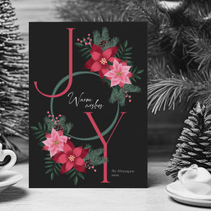Cartes Pour Fêtes Annuelles Simple Joie Chaleureux Voeux Rose Noir