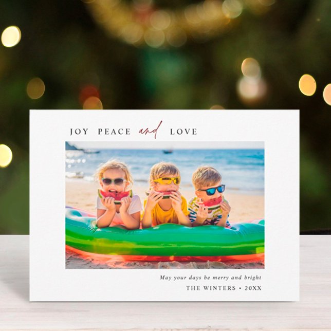 Cartes Pour Fêtes Annuelles Simple Joie Paix Amour Photo Paysage (Créateur téléchargé)