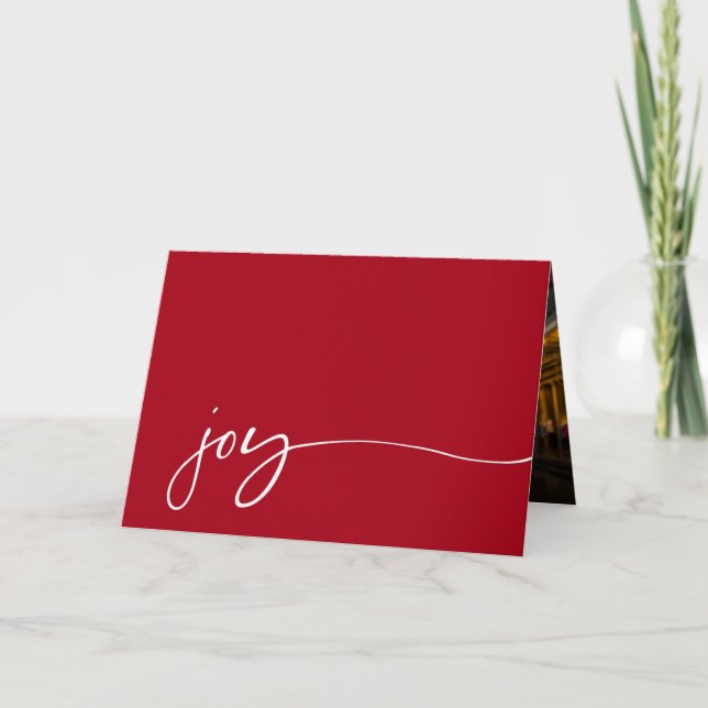 Cartes Pour Fêtes Annuelles Simple Joie Photo Rouge et blanc Script Noël (Devant)