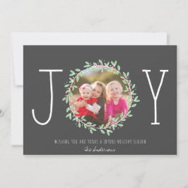 Cartes Pour Fêtes Annuelles Simple Joie Wreath Dark Grey Photo de Noël