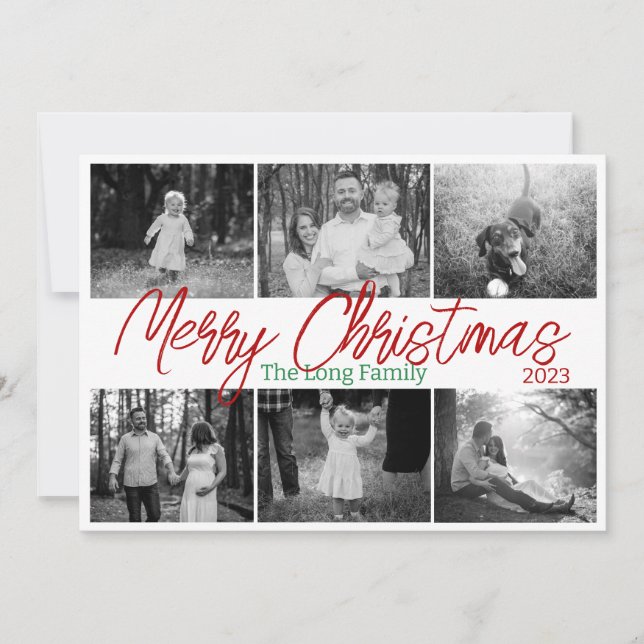 Cartes Pour Fêtes Annuelles Simple Jours 6 Photo Famille de Noël (Devant)