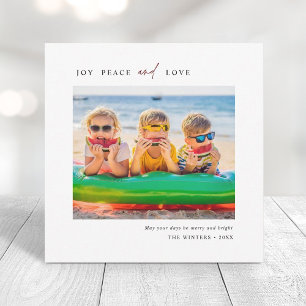Cartes Pour Fêtes Annuelles Simple Joy Peace Love Carré photo