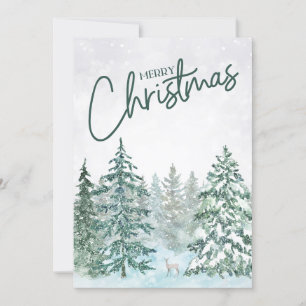 Cartes Pour Fêtes Annuelles Simple Joyeux Message Noël Deer In The Woods