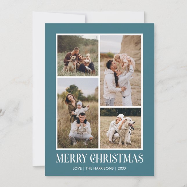 Cartes Pour Fêtes Annuelles Simple Joyeux Noël 4 Photo Collage | MER (Devant)