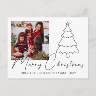 Cartes Pour Fêtes Annuelles Simple Joyeux Noël arbre de pin famille photo