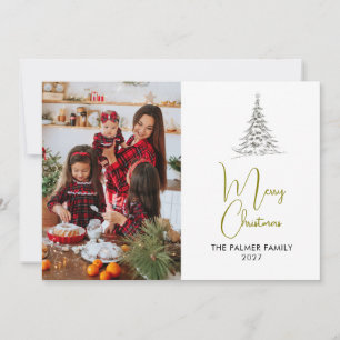 Cartes Pour Fêtes Annuelles Simple Joyeux Noël arbre de pin famille photo
