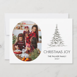 Cartes Pour Fêtes Annuelles Simple Joyeux Noël arbre de pin famille photo