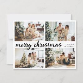 Cartes Pour Fêtes Annuelles Simple Joyeux Noël Calligraphie 4 Famille Photo