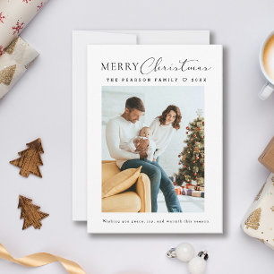 Cartes Pour Fêtes Annuelles Simple Joyeux Noël minimaliste photo de famille