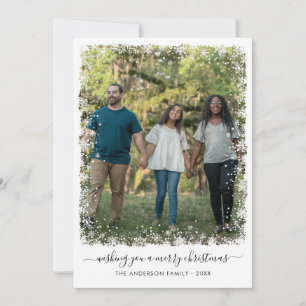 Cartes Pour Fêtes Annuelles Simple Joyeux Noël Snow Snowflake Script Photo