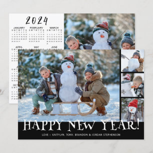 Cartes Pour Fêtes Annuelles Simple Joyeux nouvel an photo Collage 2024 Calendr