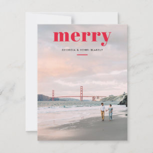 Cartes Pour Fêtes Annuelles Simple Joyeux Revêtement rouge Un Noël Photo